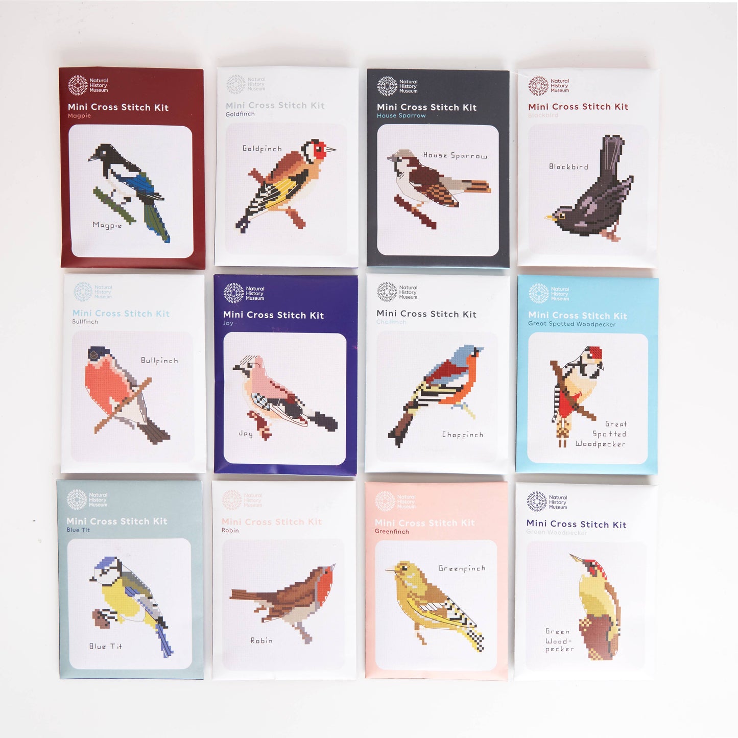 Natural History Museum Cross Stitch, 12 Mini Designs, Birds