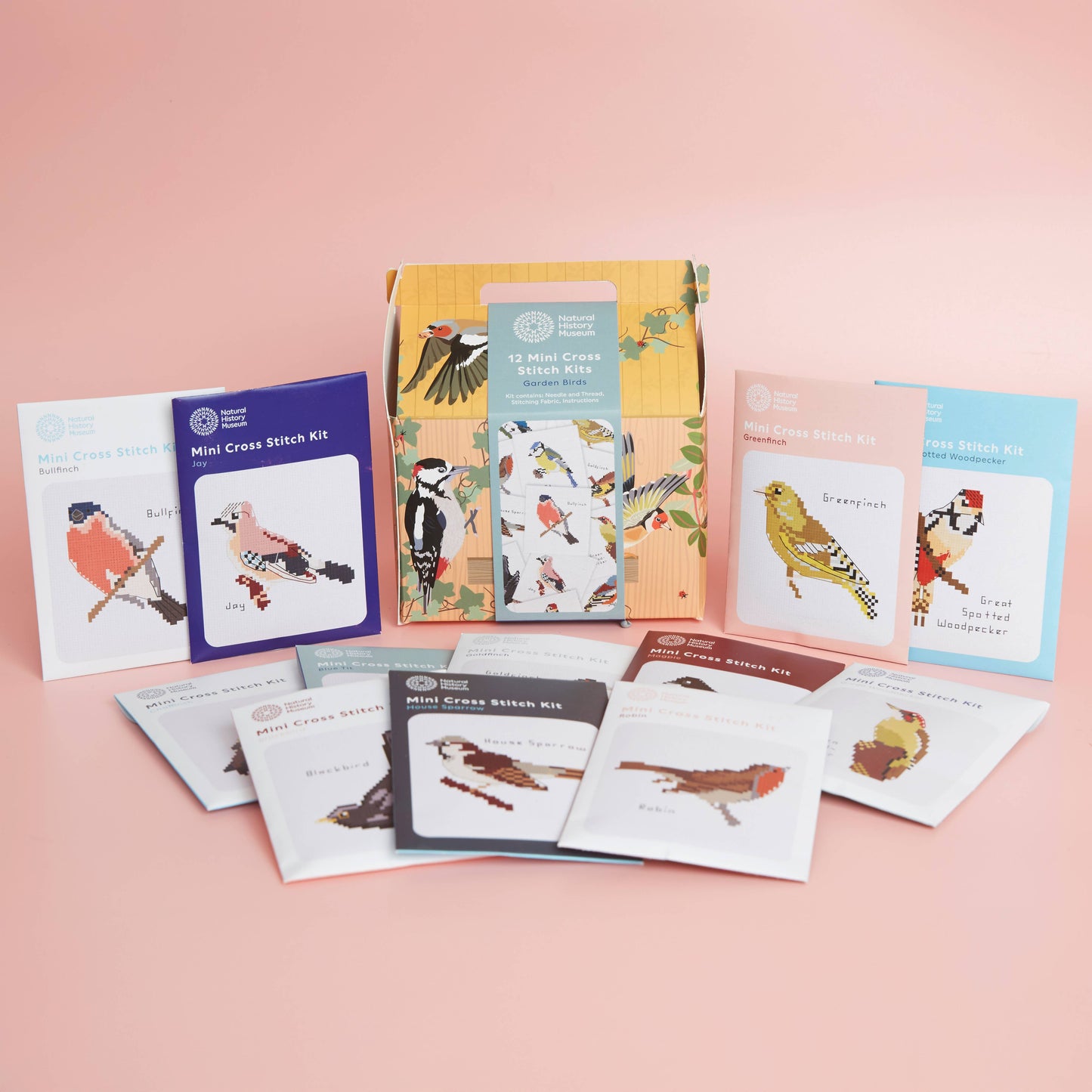 Natural History Museum Cross Stitch, 12 Mini Designs, Birds