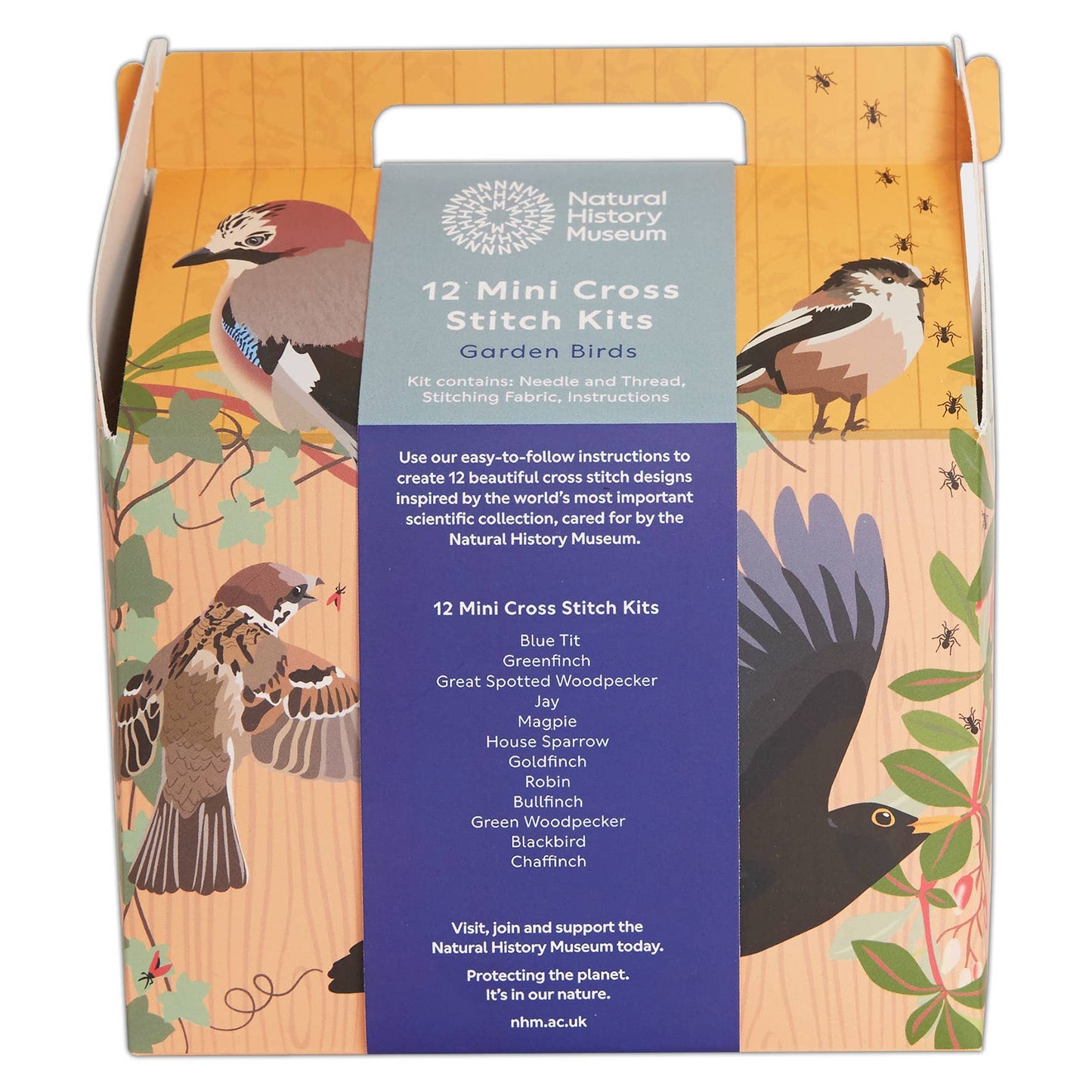 Natural History Museum Cross Stitch, 12 Mini Designs, Birds