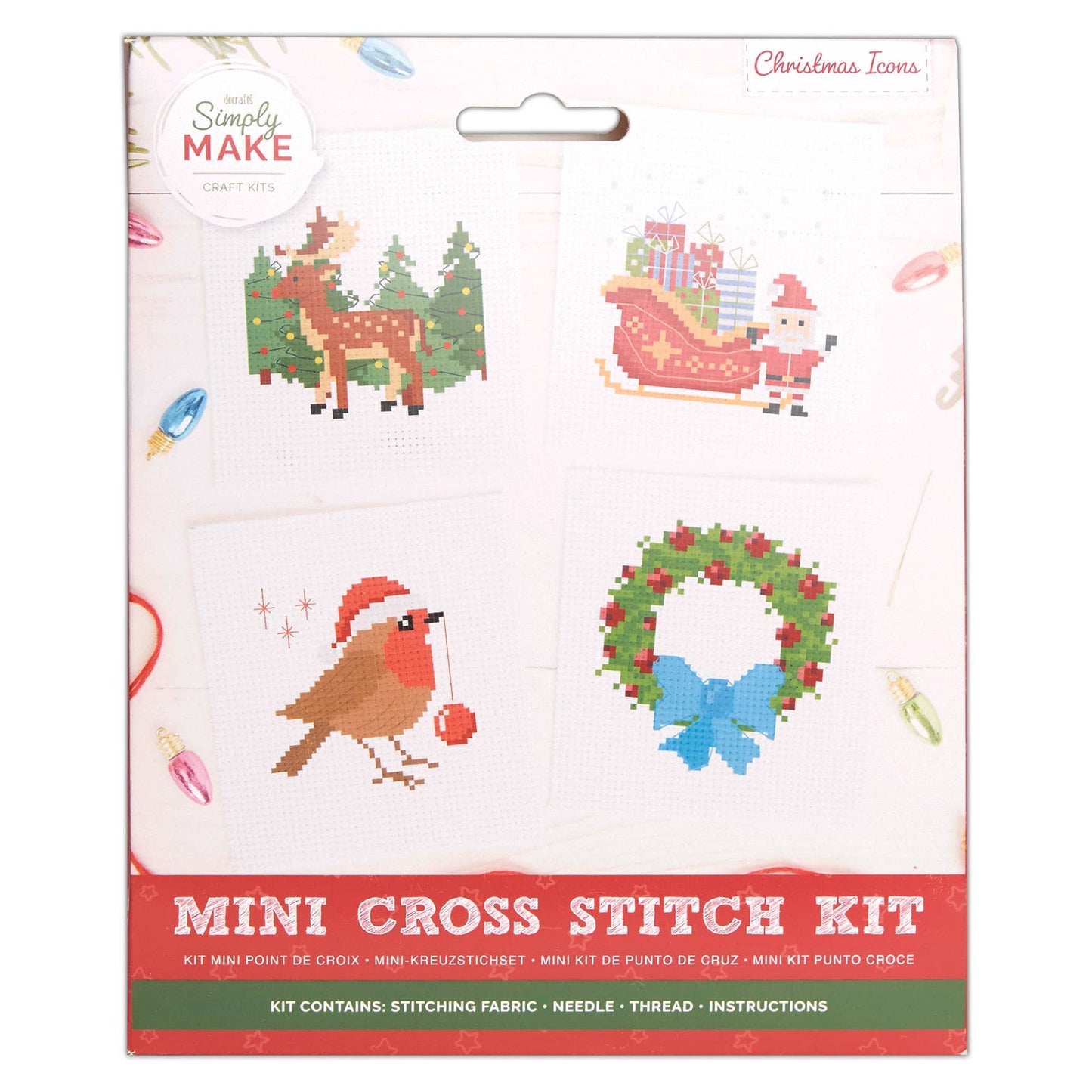 Simply Make Cross Stitch Kit Christmas Icons 4 Pack