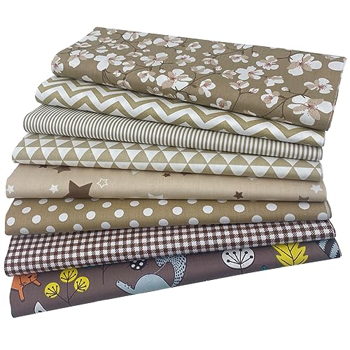 aufodara 8pcs Cotton Fabric Squares Patchwork 50 x 50cm Sewing Quilting Bundle DIY Crafting Fabric (Colors A)