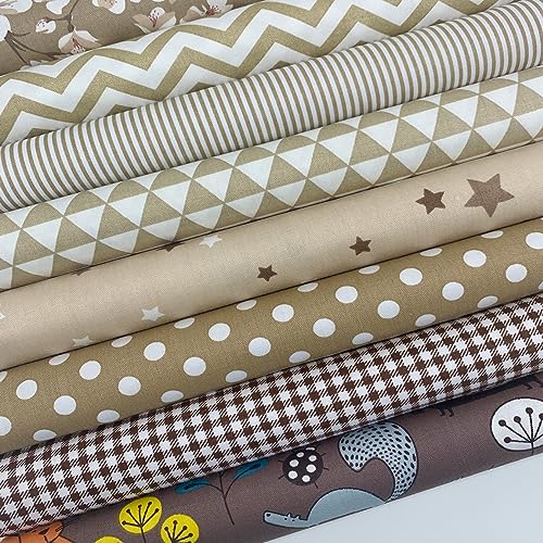 aufodara 8pcs Cotton Fabric Squares Patchwork 50 x 50cm Sewing Quilting Bundle DIY Crafting Fabric (Colors A)