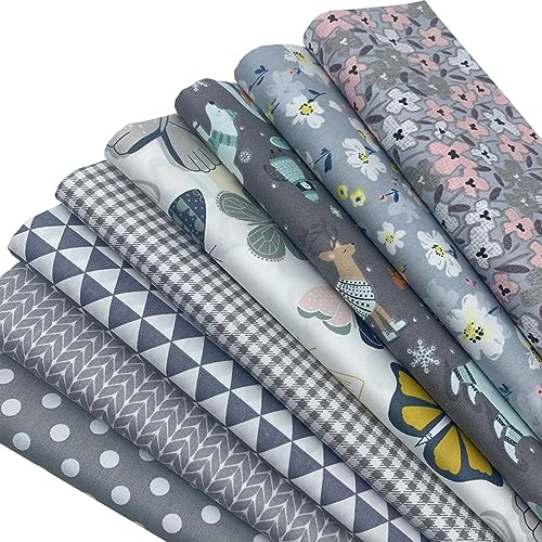 aufodara 8pcs Cotton Fabric Squares Patchwork 50 x 50cm Sewing Quilting Bundle DIY Crafting Fabric (Colors A)