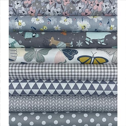 aufodara 8pcs Cotton Fabric Squares Patchwork 50 x 50cm Sewing Quilting Bundle DIY Crafting Fabric (Colors A)