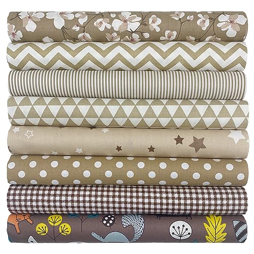 aufodara 8pcs Cotton Fabric Squares Patchwork 50 x 50cm Sewing Quilting Bundle DIY Crafting Fabric (Colors A)