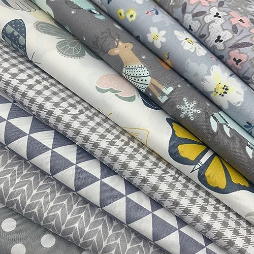 aufodara 8pcs Cotton Fabric Squares Patchwork 50 x 50cm Sewing Quilting Bundle DIY Crafting Fabric (Colors A)