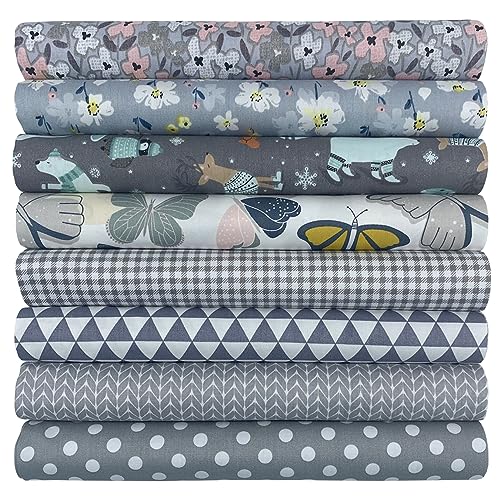 aufodara 8pcs Cotton Fabric Squares Patchwork 50 x 50cm Sewing Quilting Bundle DIY Crafting Fabric (Colors A)