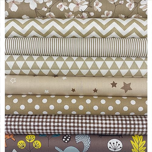 aufodara 8pcs Cotton Fabric Squares Patchwork 50 x 50cm Sewing Quilting Bundle DIY Crafting Fabric (Colors A)