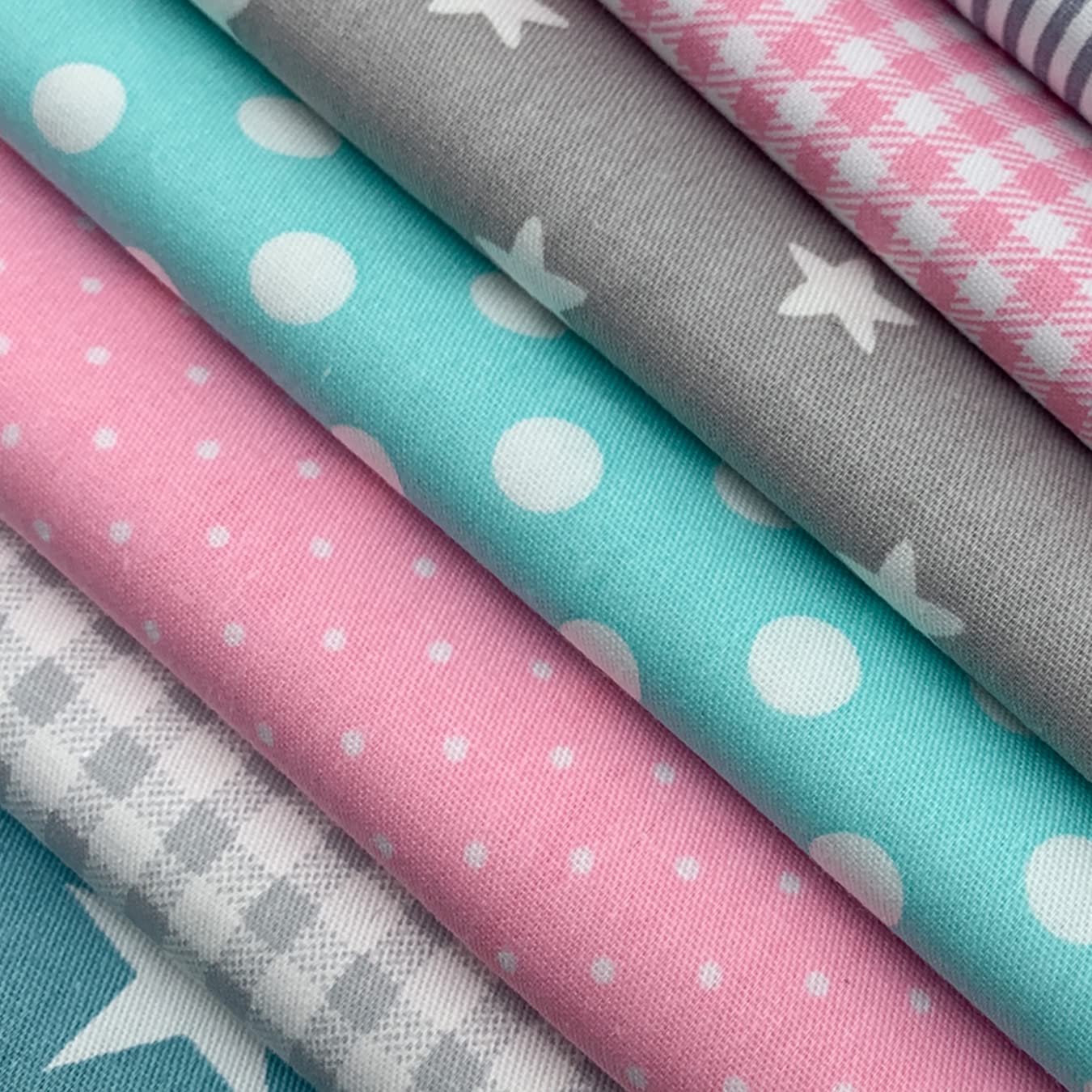 aufodara 8pcs Cotton Fabric Squares Patchwork 50 x 50cm Sewing Quilting Bundle DIY Crafting Fabric (Colors A)