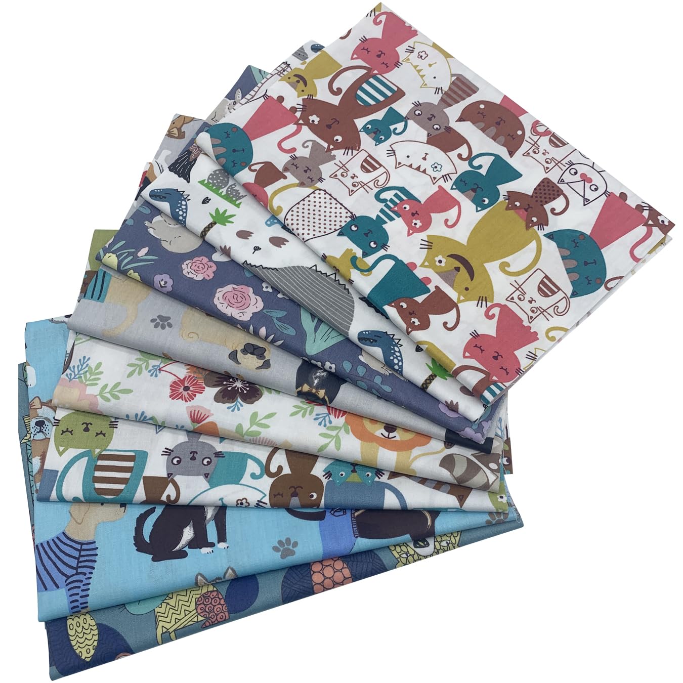 aufodara 8pcs Cotton Fabric Squares Patchwork 50 x 50cm Sewing Quilting Bundle DIY Crafting Fabric (Colors A)