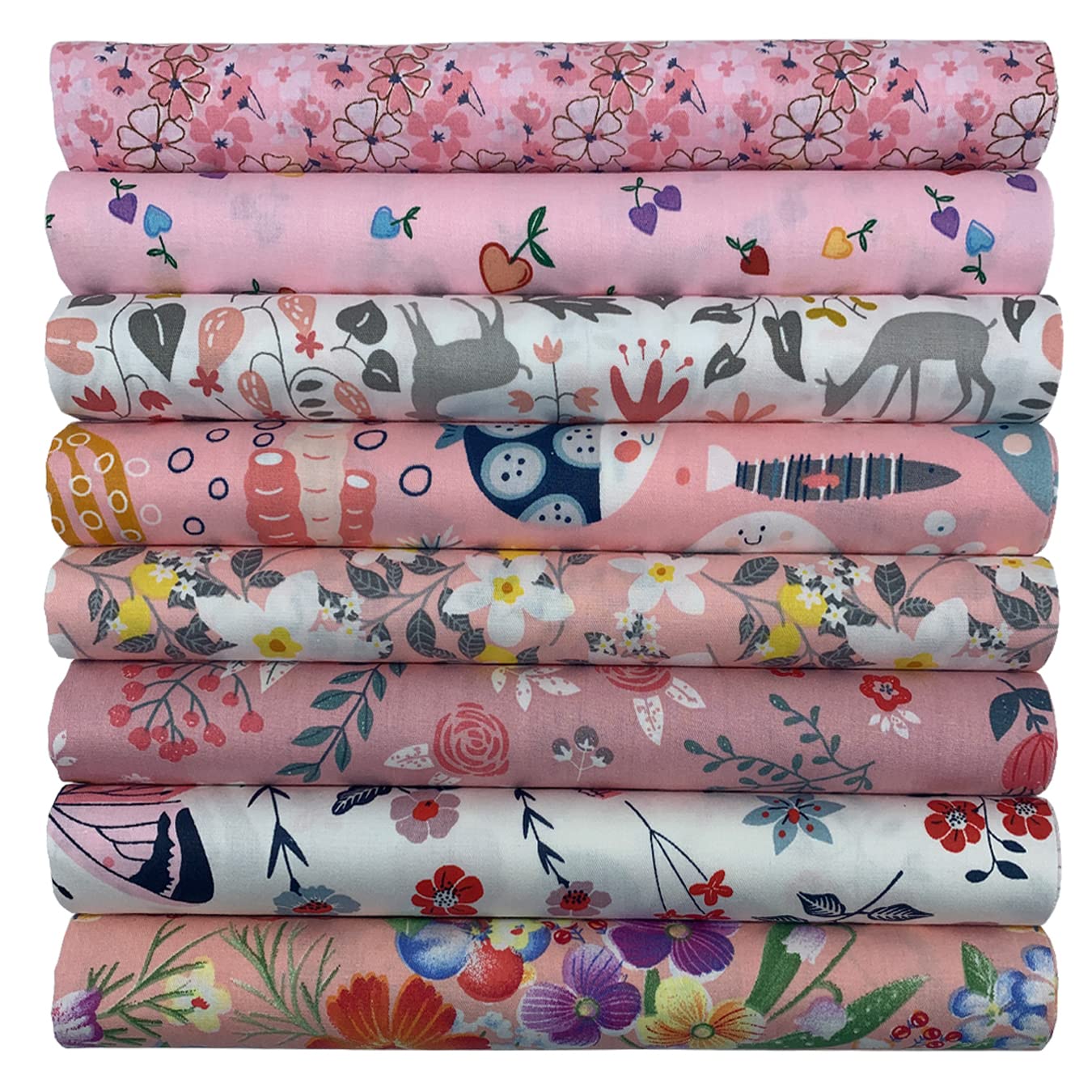 aufodara 8pcs Cotton Fabric Squares Patchwork 50 x 50cm Sewing Quilting Bundle DIY Crafting Fabric (Colors A)