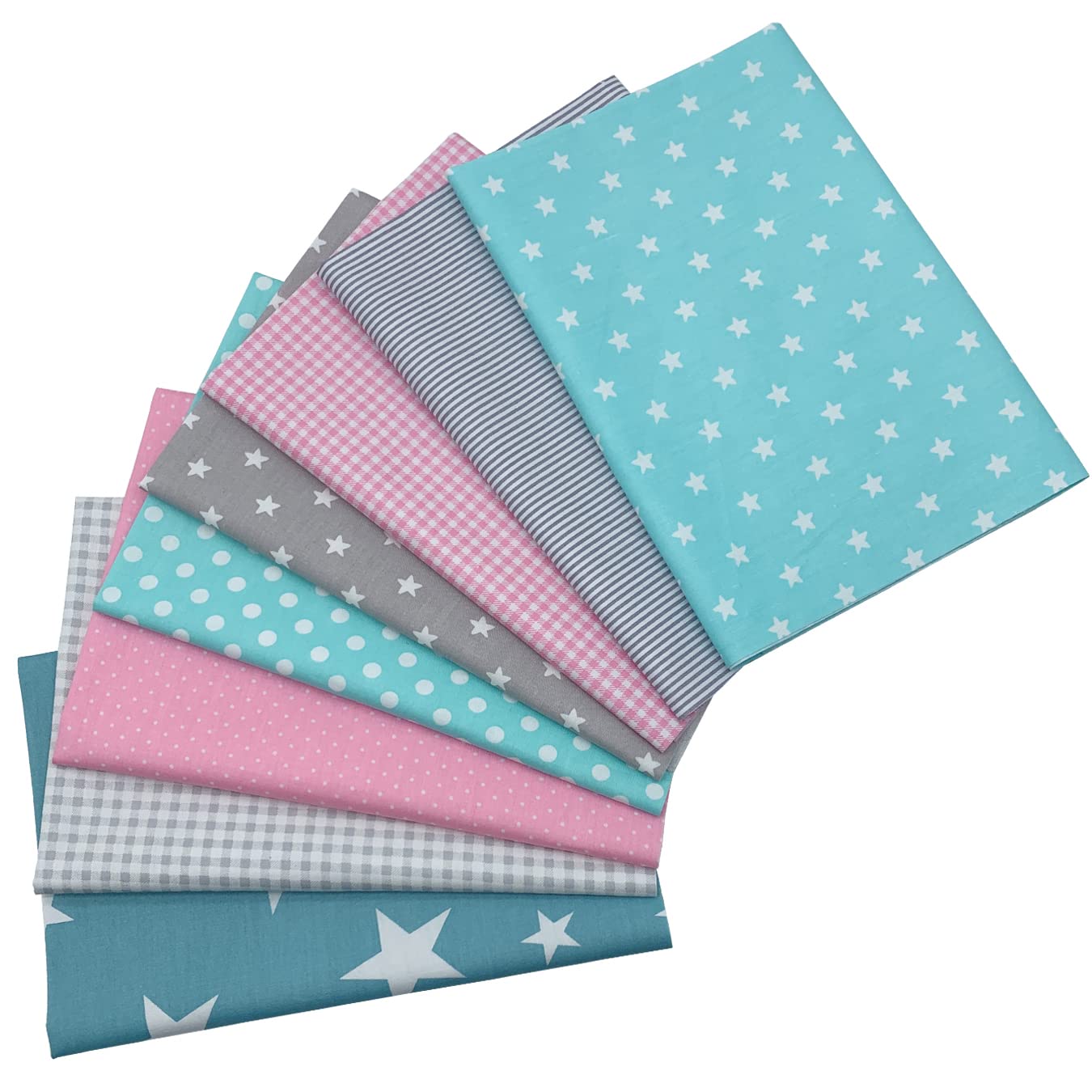 aufodara 8pcs Cotton Fabric Squares Patchwork 50 x 50cm Sewing Quilting Bundle DIY Crafting Fabric (Colors A)