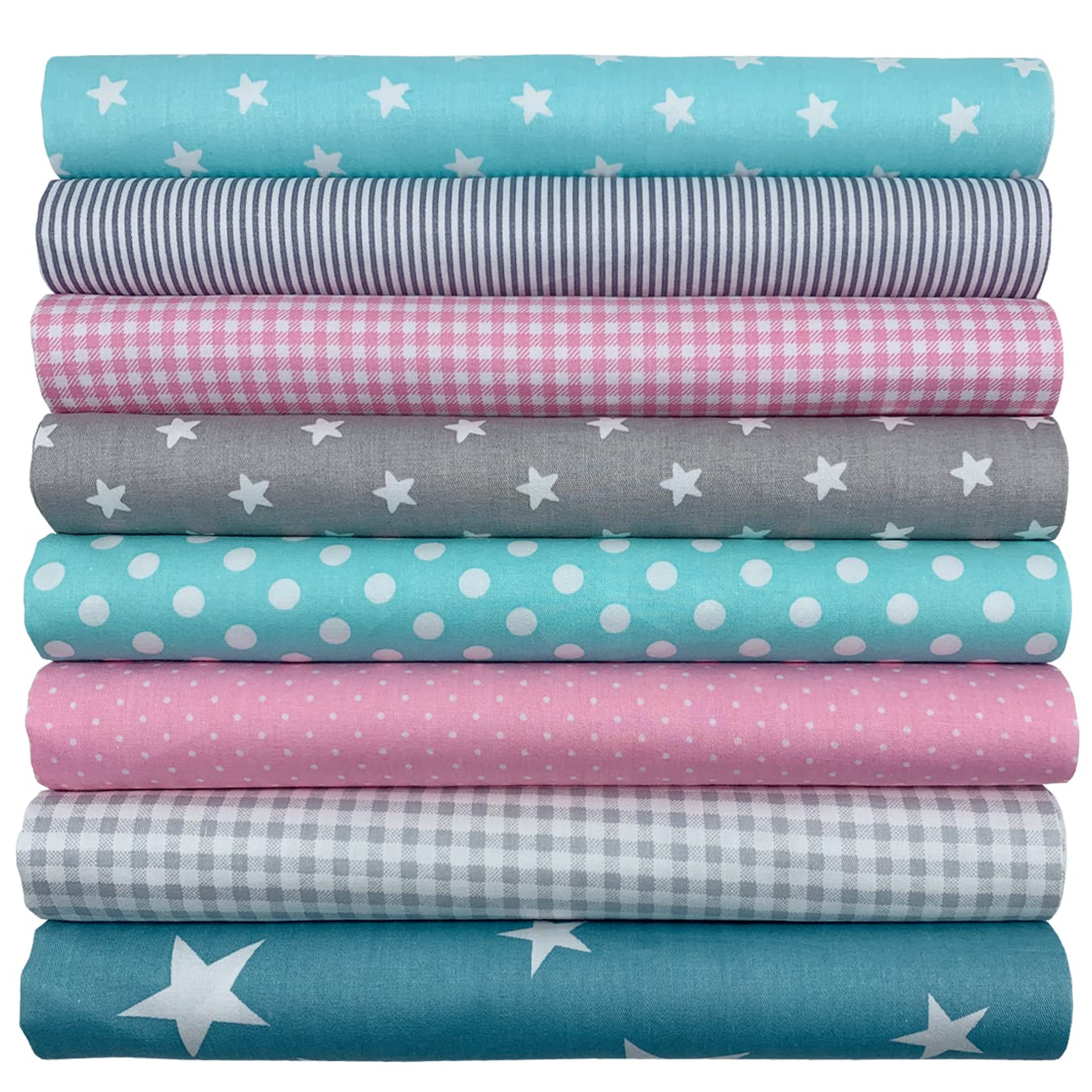 aufodara 8pcs Cotton Fabric Squares Patchwork 50 x 50cm Sewing Quilting Bundle DIY Crafting Fabric (Colors A)