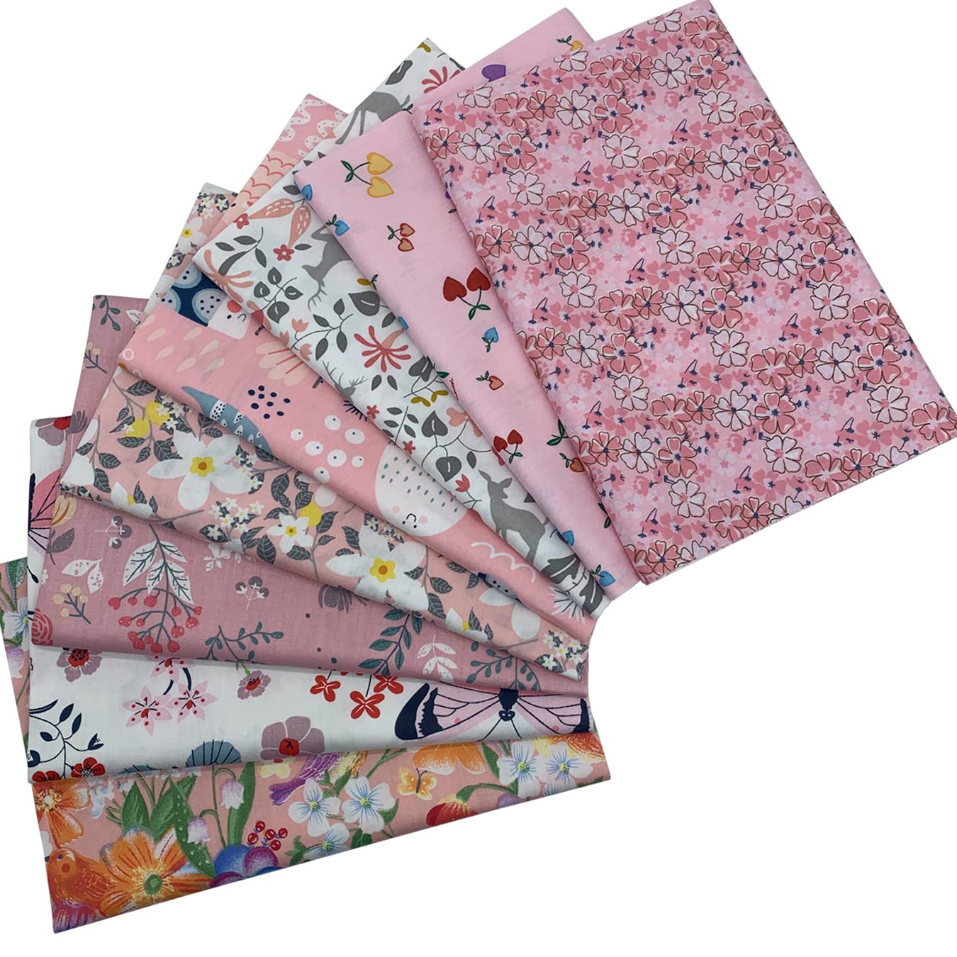 aufodara 8pcs Cotton Fabric Squares Patchwork 50 x 50cm Sewing Quilting Bundle DIY Crafting Fabric (Colors A)