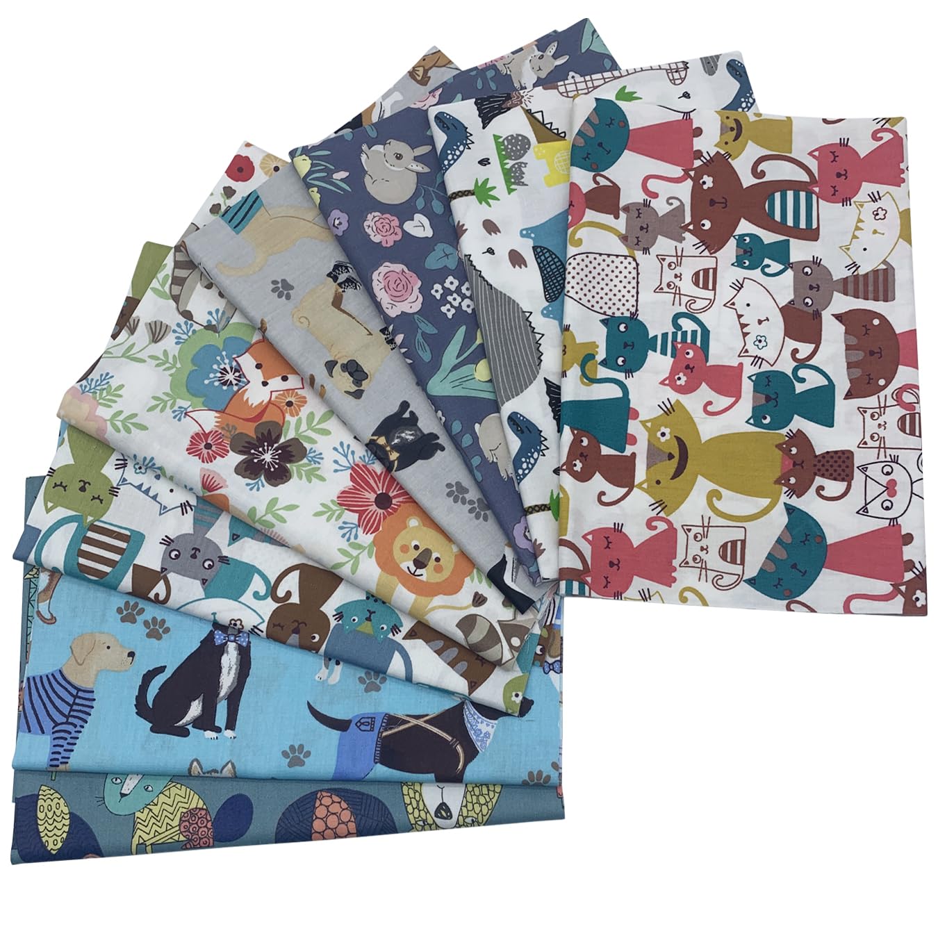 aufodara 8pcs Cotton Fabric Squares Patchwork 50 x 50cm Sewing Quilting Bundle DIY Crafting Fabric (Colors A)