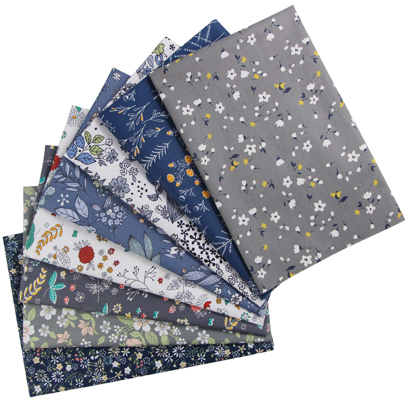 aufodara 8pcs Cotton Fabric Squares Patchwork 50 x 50cm Sewing Quilting Bundle DIY Crafting Fabric (Colors A)