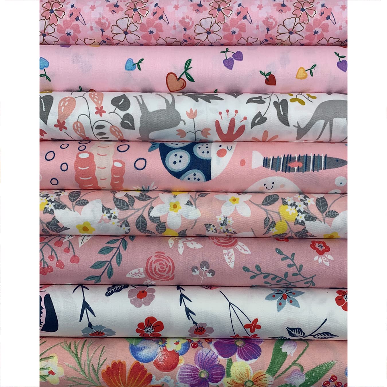 aufodara 8pcs Cotton Fabric Squares Patchwork 50 x 50cm Sewing Quilting Bundle DIY Crafting Fabric (Colors A)