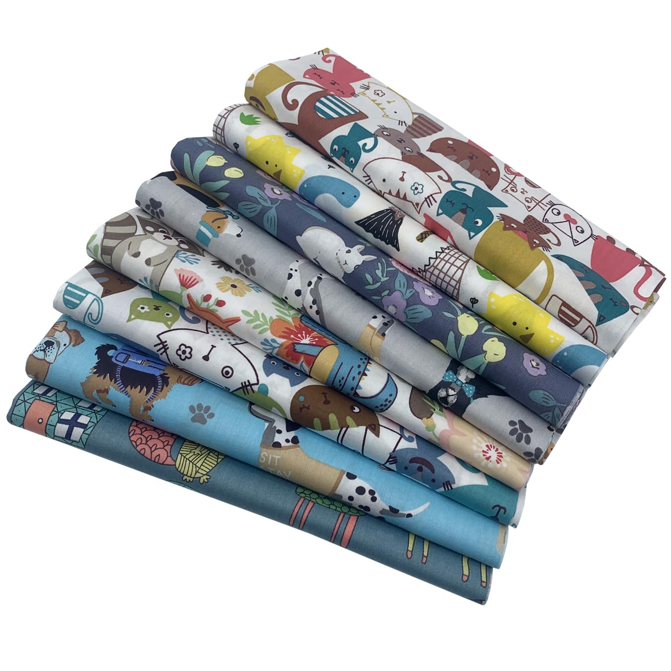 aufodara 8pcs Cotton Fabric Squares Patchwork 50 x 50cm Sewing Quilting Bundle DIY Crafting Fabric (Colors A)