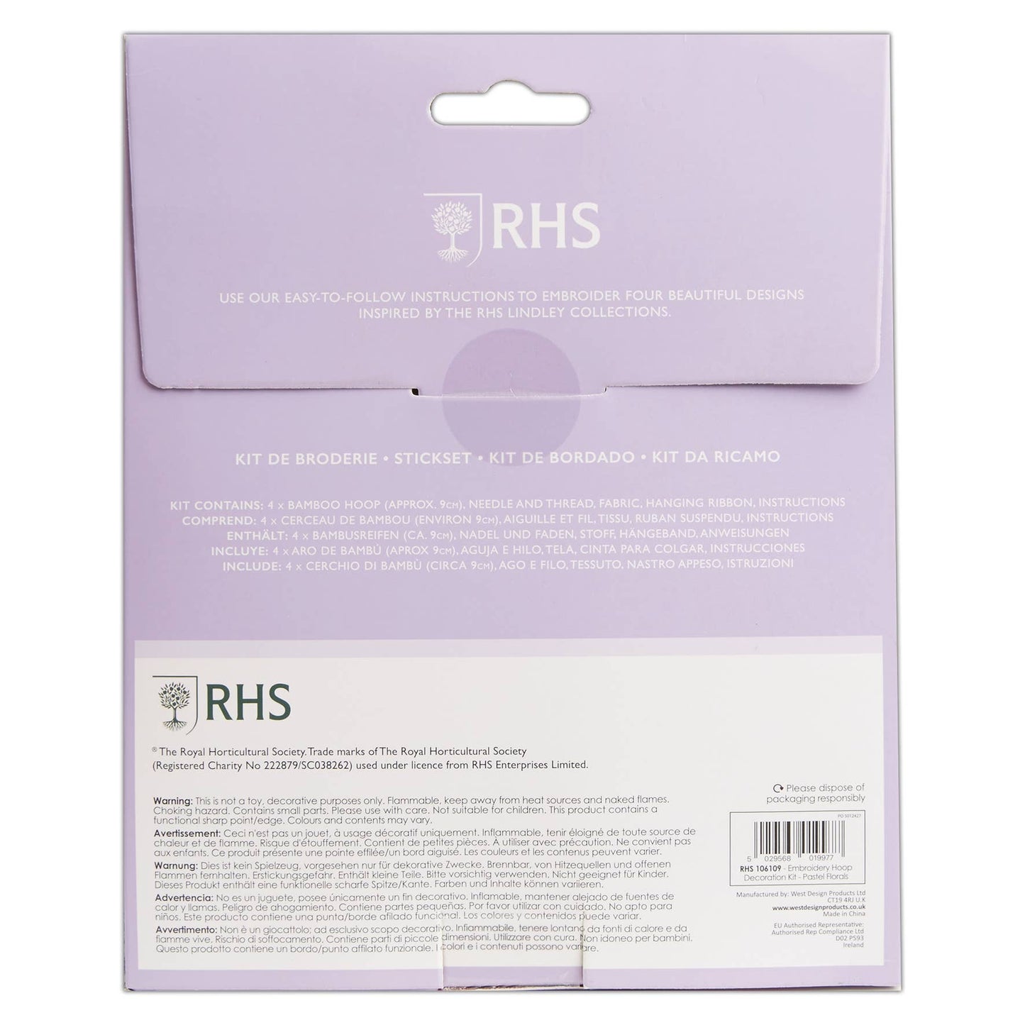Royal Horticultural Society Embroidery Hoop Pastel Florals