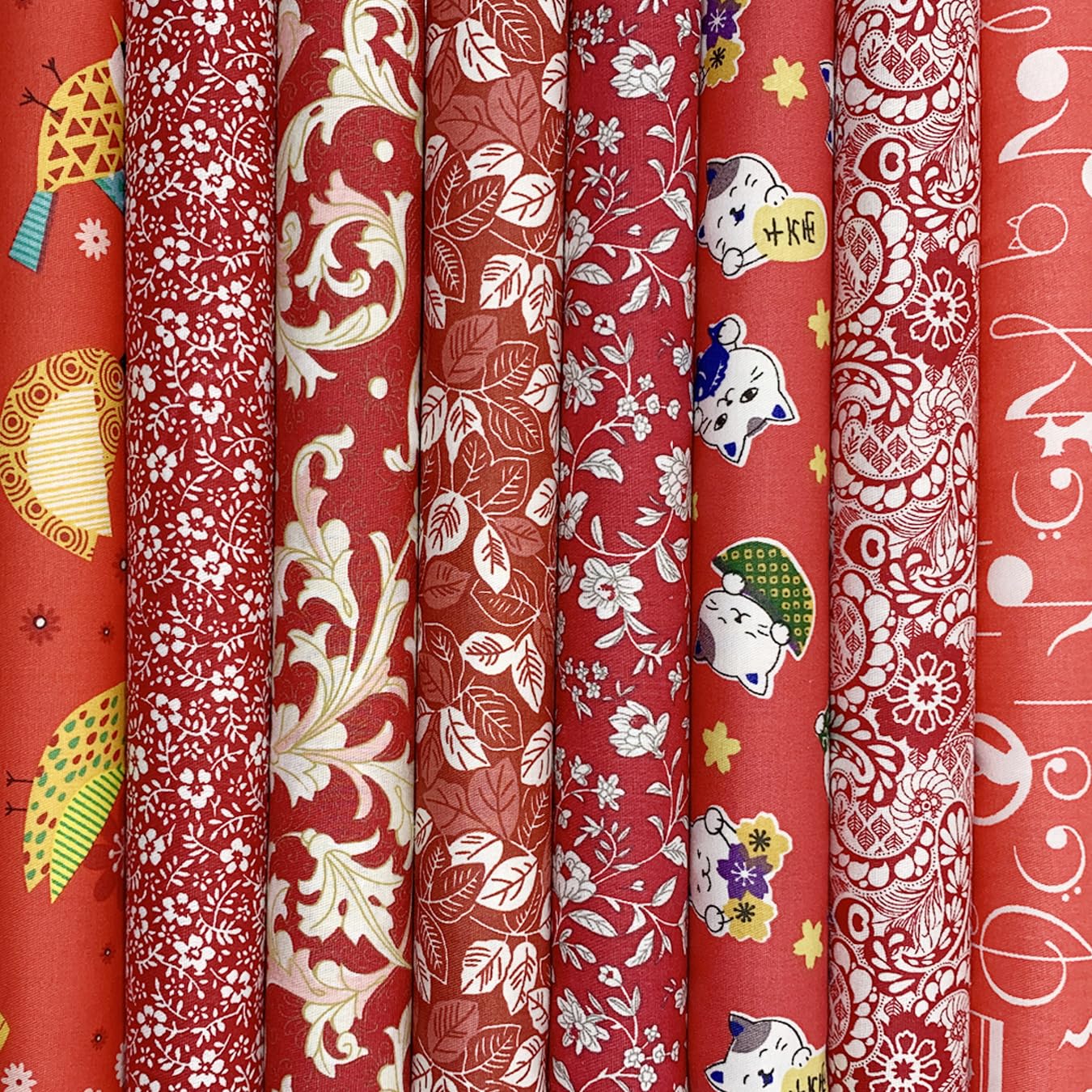 aufodara 8pcs Cotton Fabric Squares Patchwork 50 x 50cm Sewing Quilting Bundle DIY Crafting Fabric (Colors A)