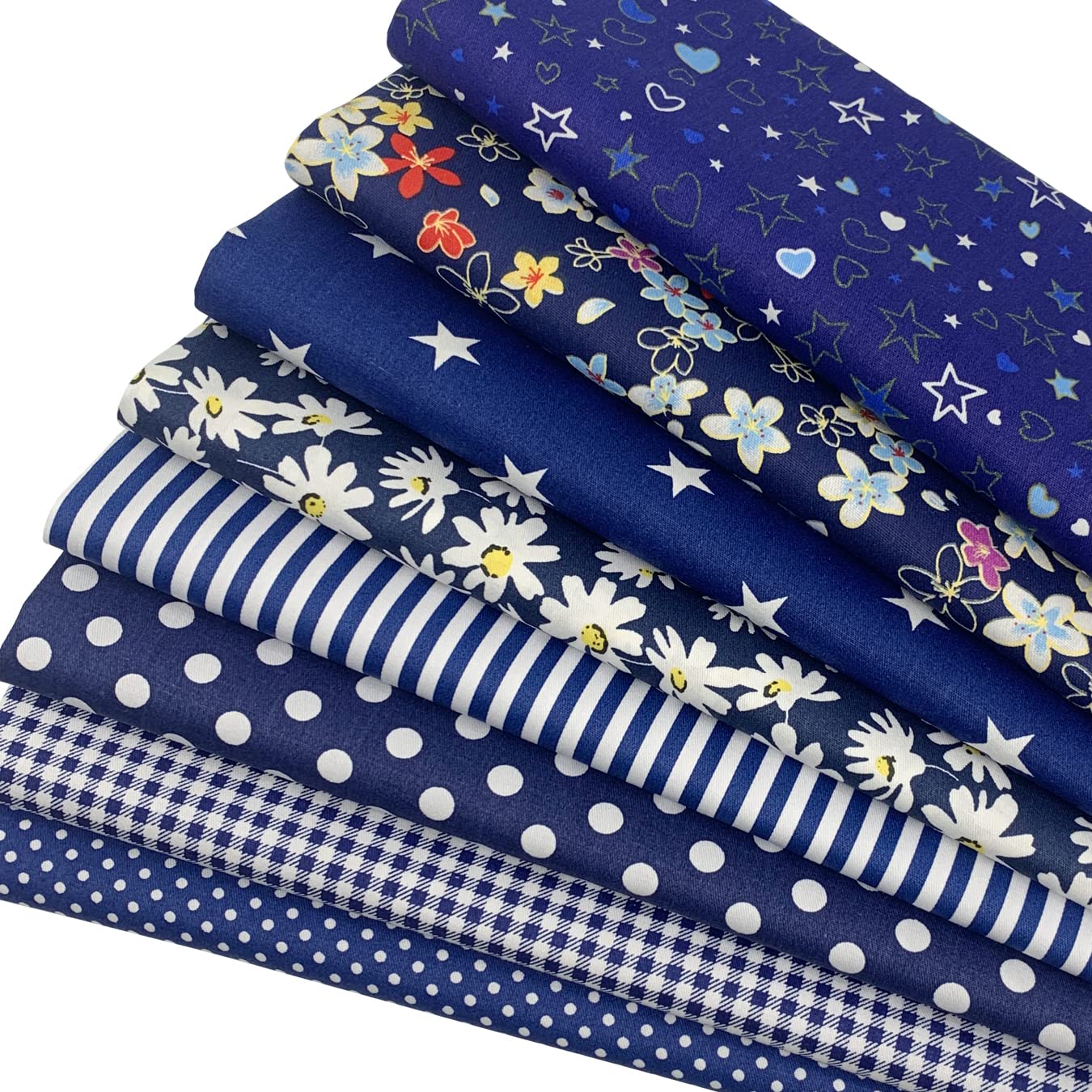 aufodara 8pcs Cotton Fabric Squares Patchwork 50 x 50cm Sewing Quilting Bundle DIY Crafting Fabric (Colors A)