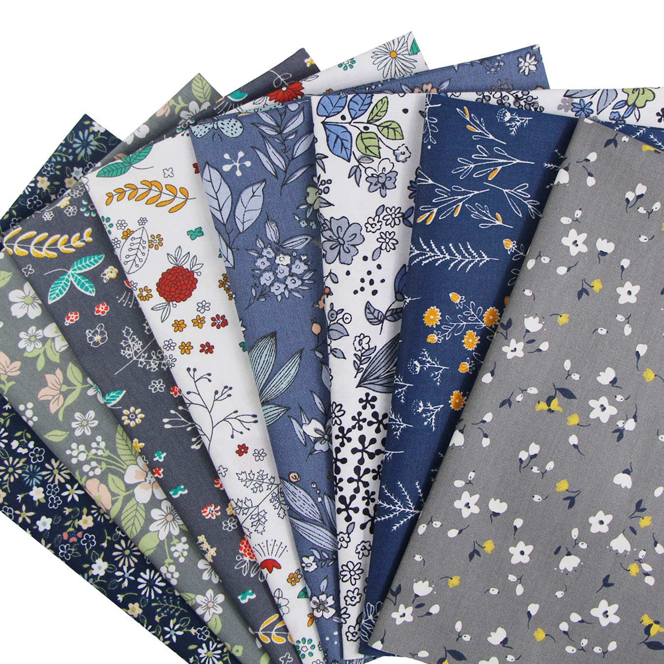 aufodara 8pcs Cotton Fabric Squares Patchwork 50 x 50cm Sewing Quilting Bundle DIY Crafting Fabric (Colors A)