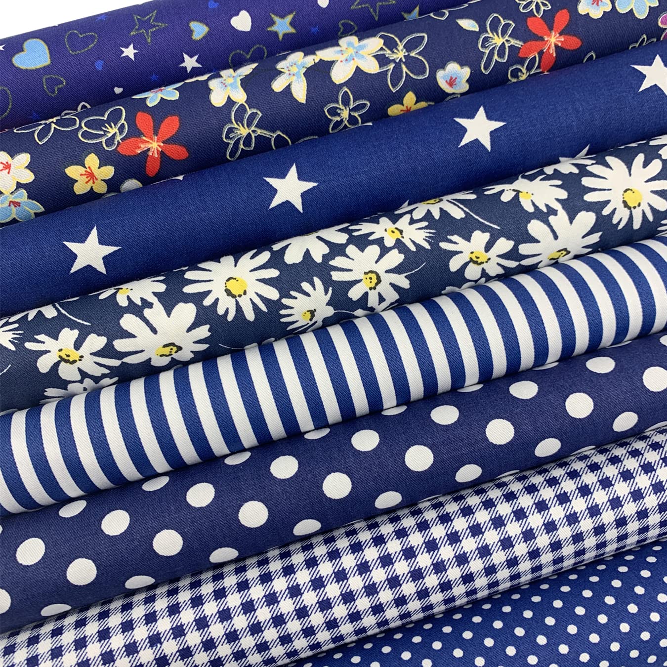 aufodara 8pcs Cotton Fabric Squares Patchwork 50 x 50cm Sewing Quilting Bundle DIY Crafting Fabric (Colors A)