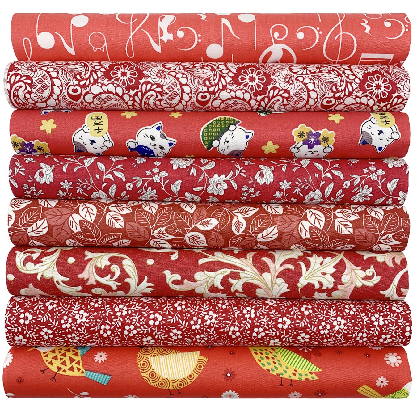 aufodara 8pcs Cotton Fabric Squares Patchwork 50 x 50cm Sewing Quilting Bundle DIY Crafting Fabric (Colors A)