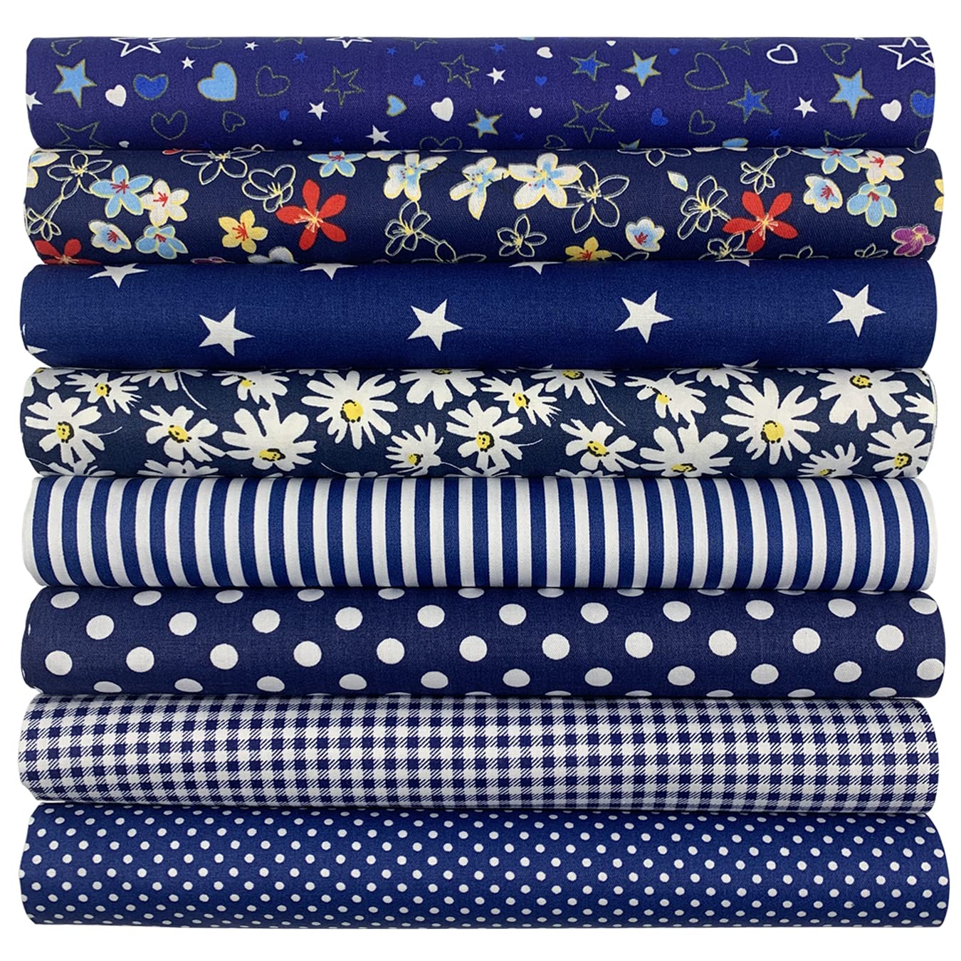 aufodara 8pcs Cotton Fabric Squares Patchwork 50 x 50cm Sewing Quilting Bundle DIY Crafting Fabric (Colors A)
