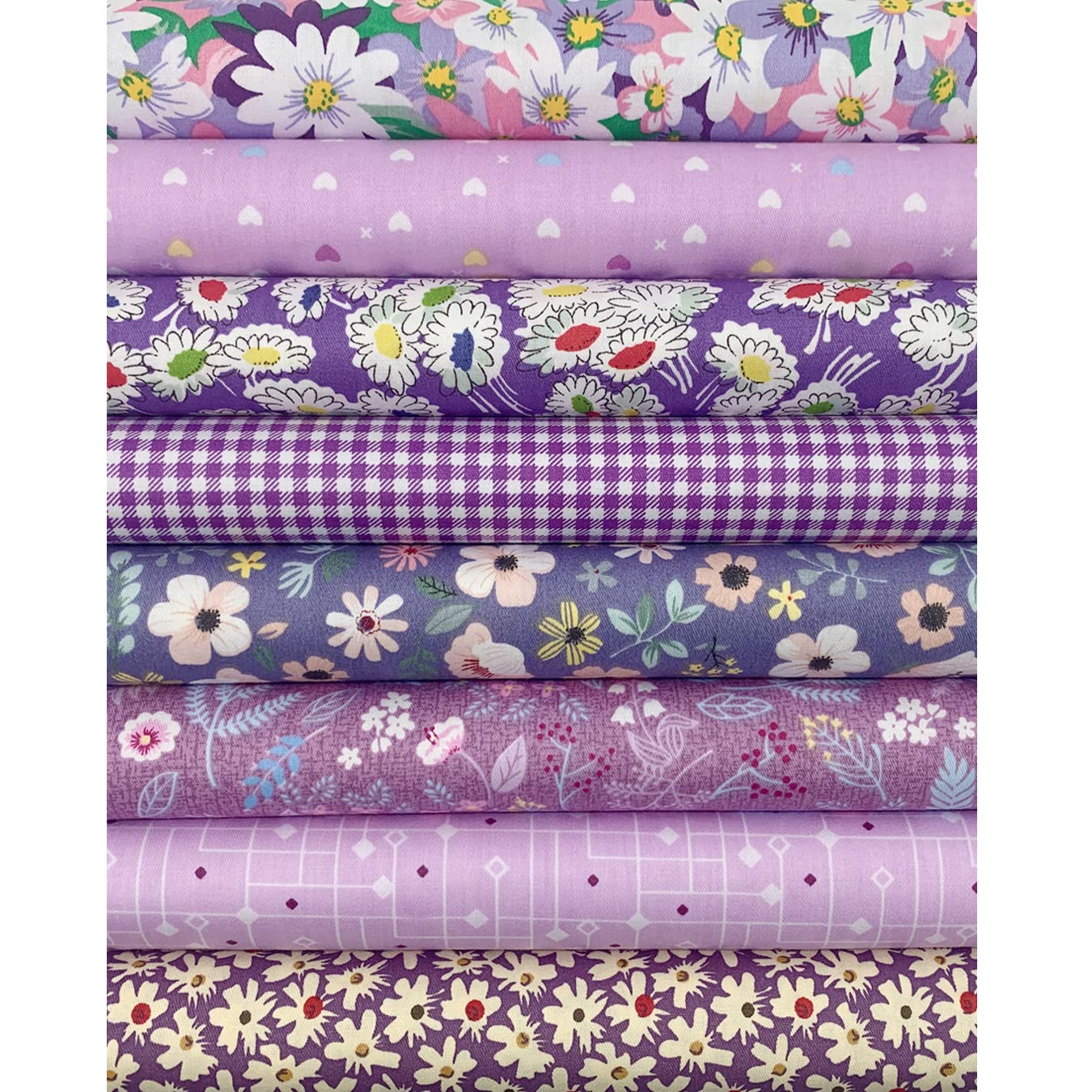 aufodara 8pcs Cotton Fabric Squares Patchwork 50 x 50cm Sewing Quilting Bundle DIY Crafting Fabric (Colors A)