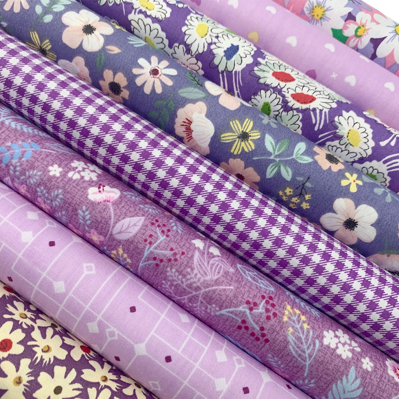 aufodara 8pcs Cotton Fabric Squares Patchwork 50 x 50cm Sewing Quilting Bundle DIY Crafting Fabric (Colors A)