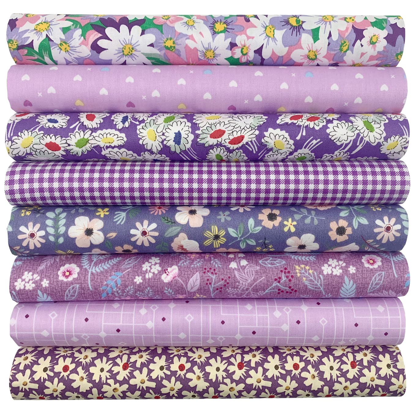 aufodara 8pcs Cotton Fabric Squares Patchwork 50 x 50cm Sewing Quilting Bundle DIY Crafting Fabric (Colors A)
