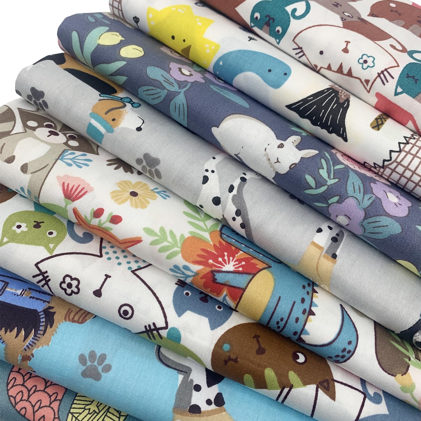 aufodara 8pcs Cotton Fabric Squares Patchwork 50 x 50cm Sewing Quilting Bundle DIY Crafting Fabric (Colors A)