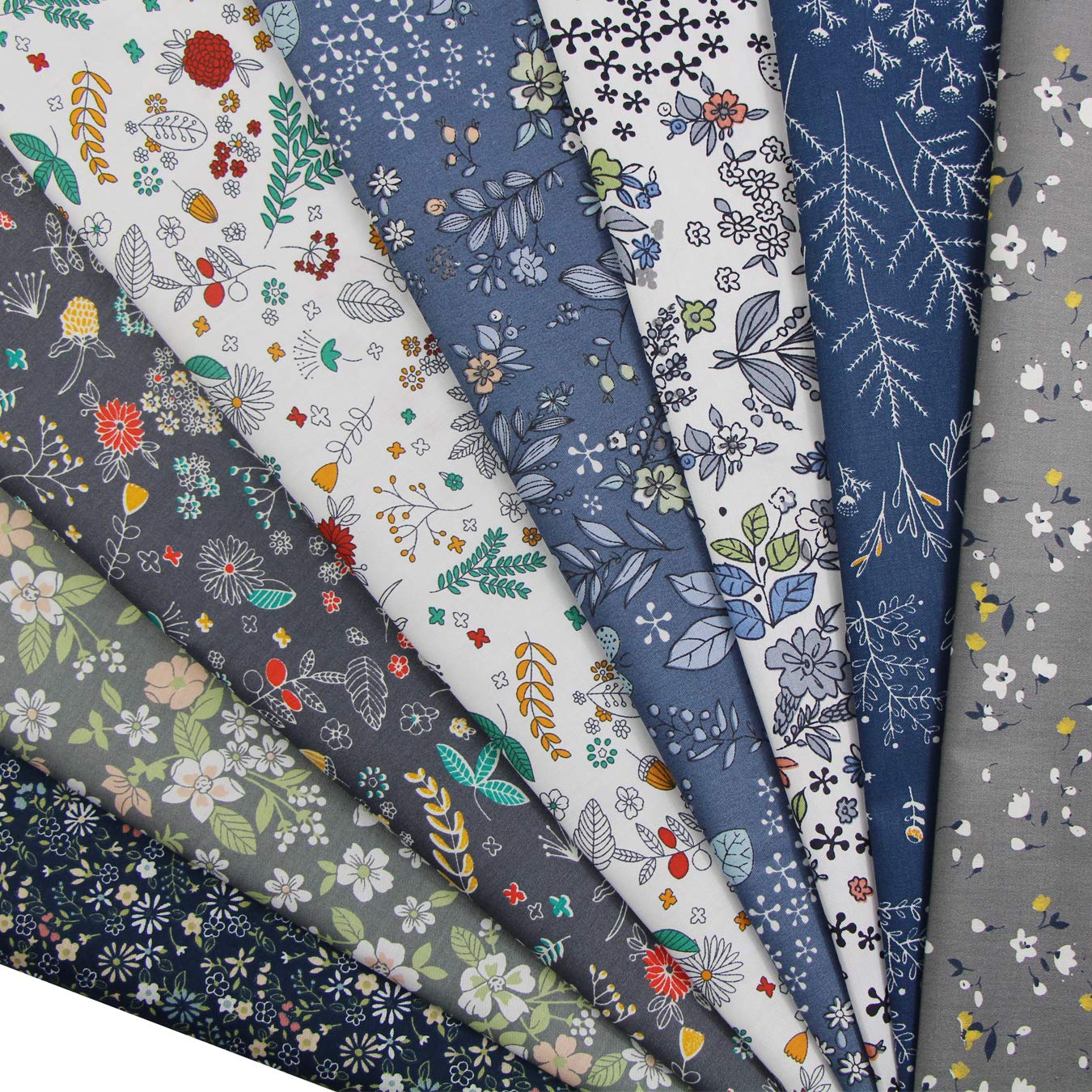 aufodara 8pcs Cotton Fabric Squares Patchwork 50 x 50cm Sewing Quilting Bundle DIY Crafting Fabric (Colors A)