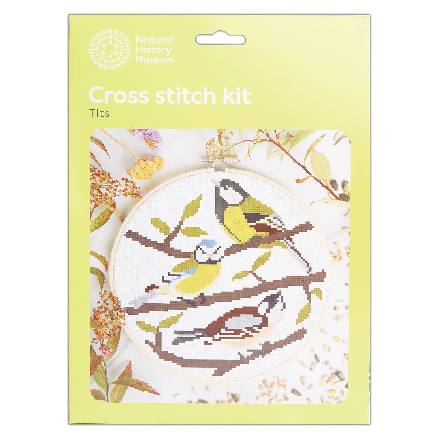 Natural History Museum Cross Stitch Kit, Tits Design 14cm