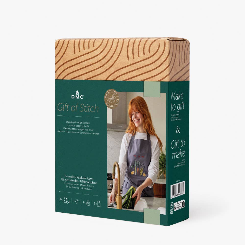 Handcraft a thoughtful gift for the chef in your life with this stitchable apron. Reuse box as gift-wrap. This ready to stitch apron will make a wonderfully thoughtful gift for budding chefs, messy cooks and baking fanatics.