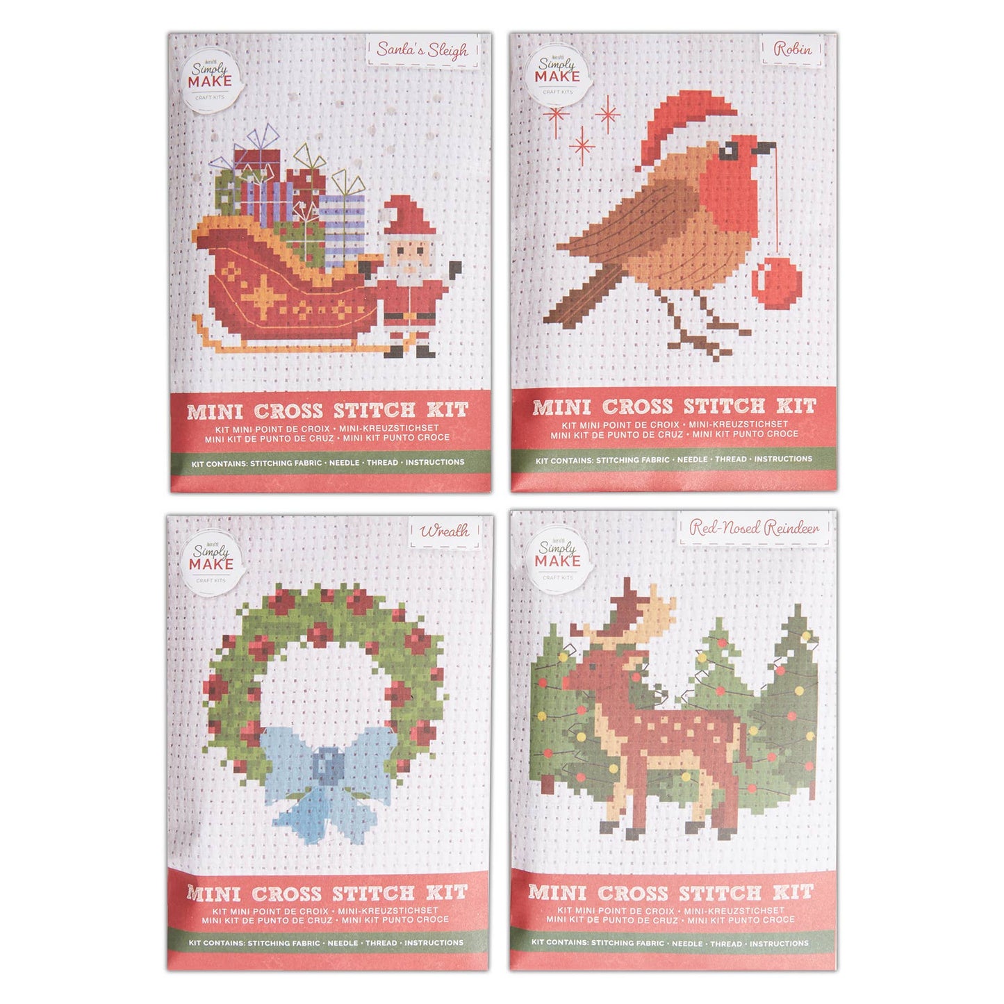 Simply Make Cross Stitch Kit Christmas Icons 4 Pack