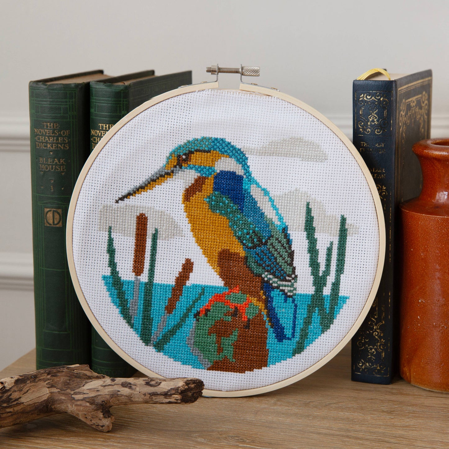 Natural History Museum Cross Stitch Kit, Kingfisher, 14cm