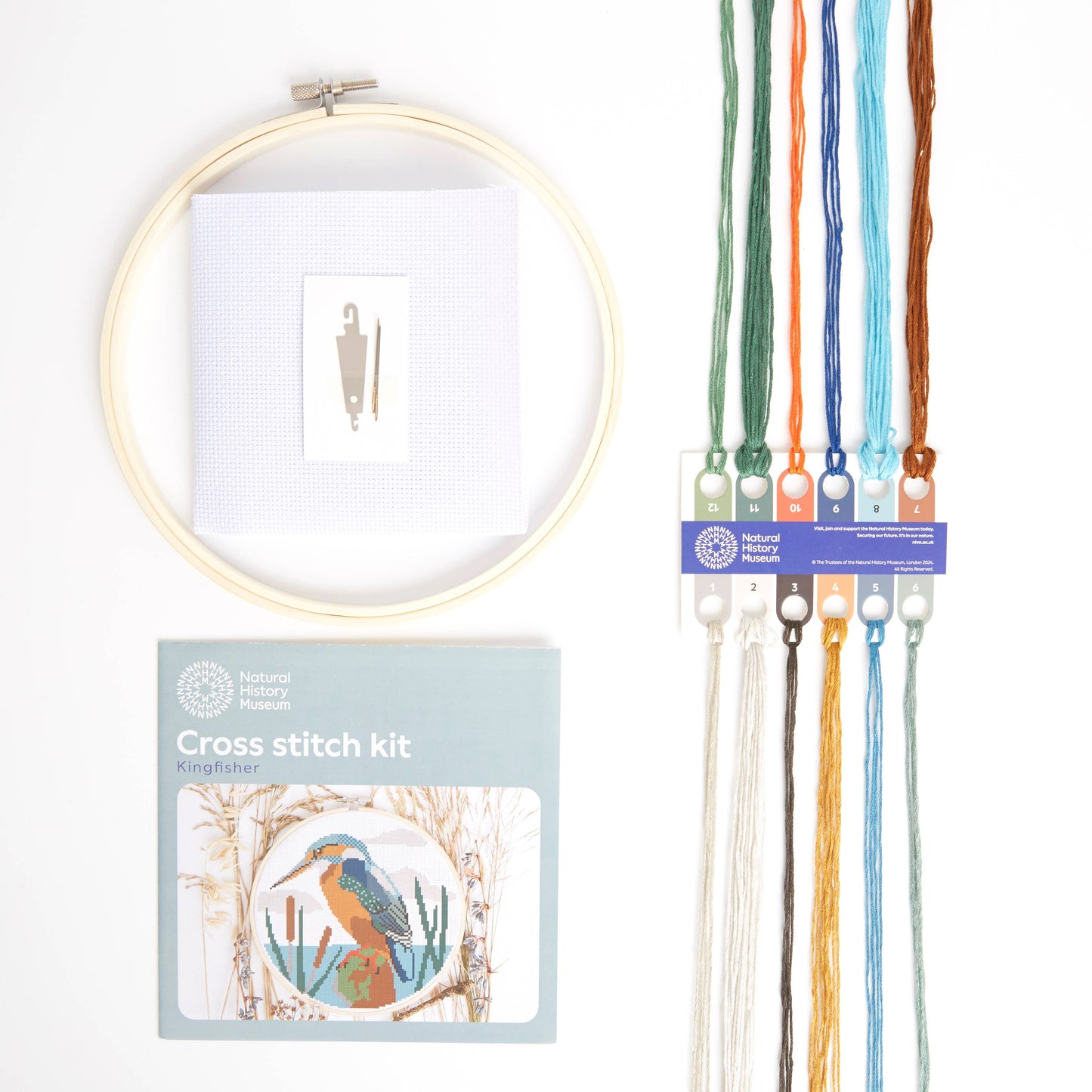 Natural History Museum Cross Stitch Kit, Kingfisher, 14cm