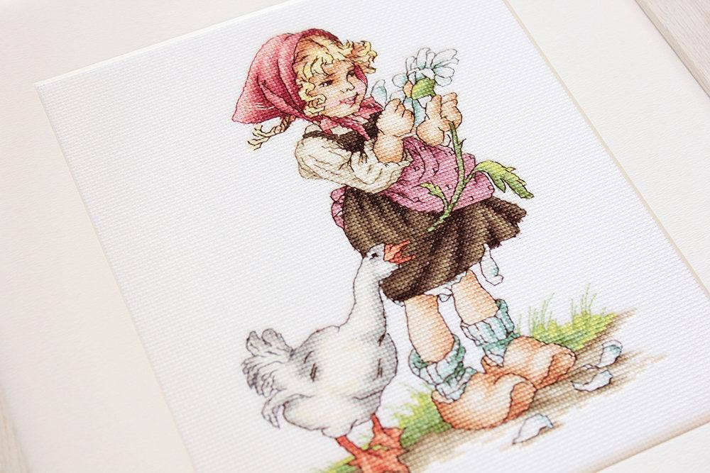 Cross Stitch Kit Luca-S - Girl with the goose, B1047