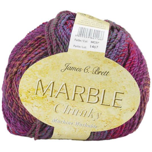 James Brett Marble Chunky Knitting Wool MC37 Fuschia Pink Mix