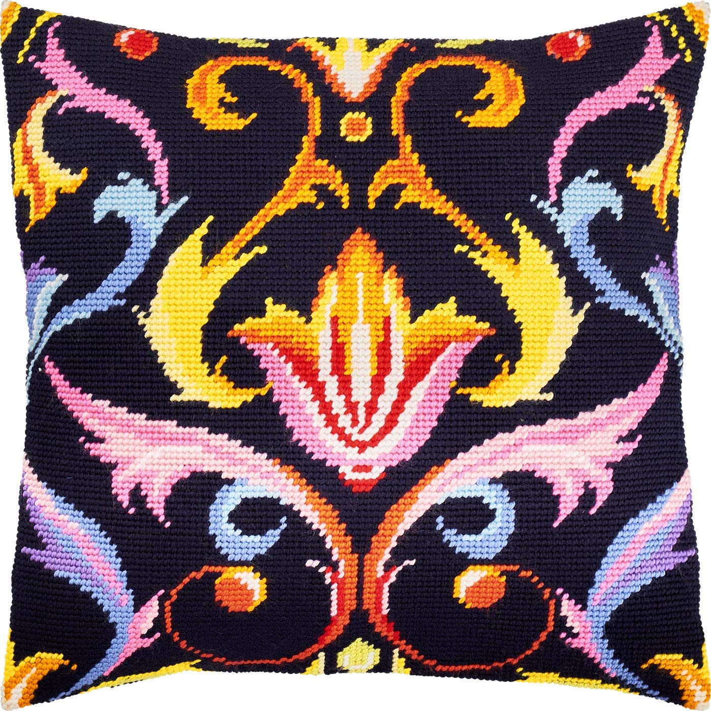 Brvsk Tehran. Stamped Cross-Stitch Kit w/Printed Tapestry Canvas (40 × 40 cm) — Stamped Cross-Stitch Cushion Kit for Creative Home Décor — Needlework Kit for Adult Beginners