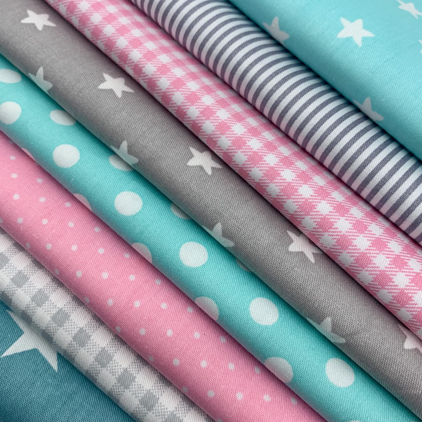 aufodara 8pcs Cotton Fabric Squares Patchwork 50 x 50cm Sewing Quilting Bundle DIY Crafting Fabric (Colors A)