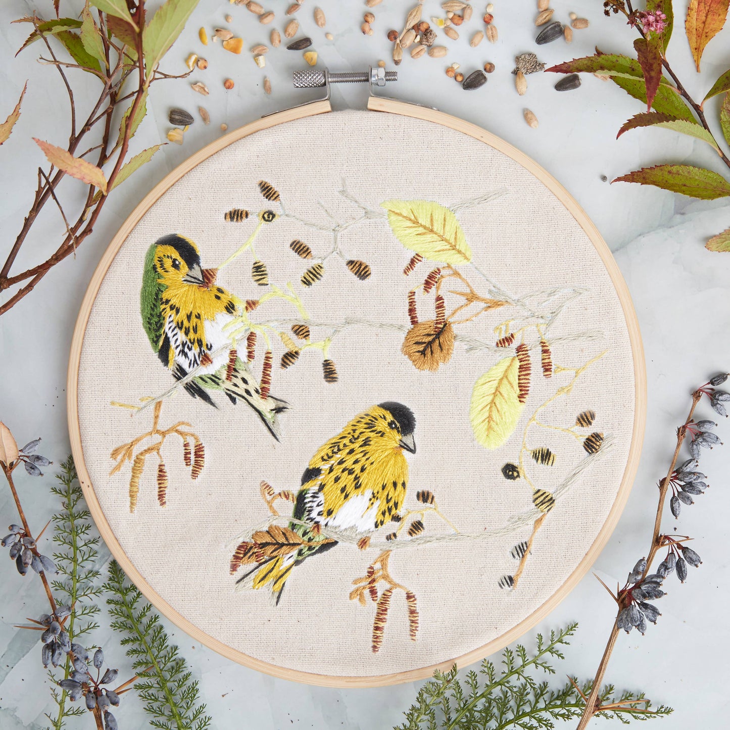 Natural History Museum Embroidery Hoop Kit, Siskins 8"