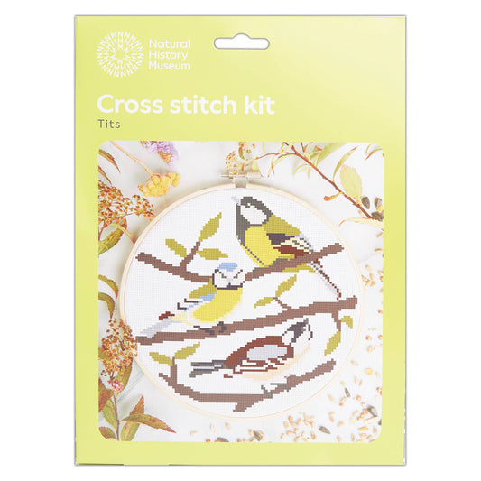 Natural History Museum Cross Stitch Kit, Tits Design 14cm
