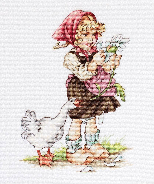 Cross Stitch Kit Luca-S - Girl with the goose, B1047