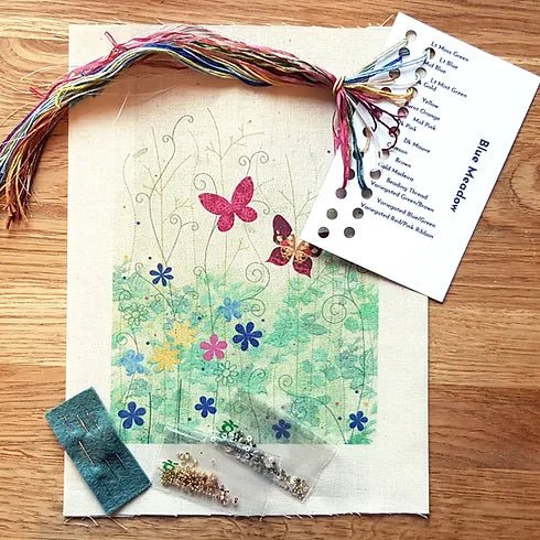 Blue Meadow embroidery stitch kit