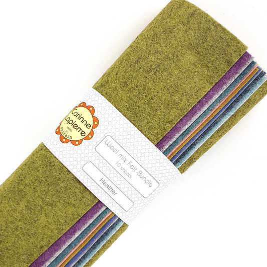 Choose from our mouth-watering range of felt bundles of 10 sheets. We only use the best, softest, easiest-to-use wool-mix felt.  Each sheet is 22.5cm / 9" square. 