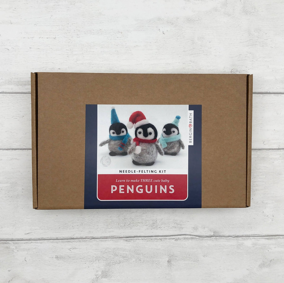 Needle felting kit  Baby Penguins. Make THREE penguins.