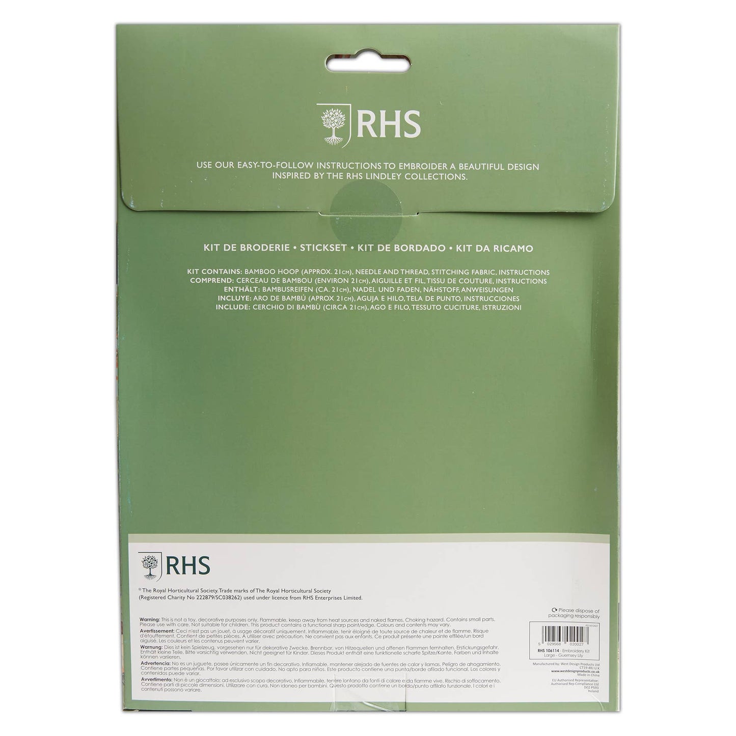 Royal Horticultural Society Embroidery Hoop, Guernsey Lily